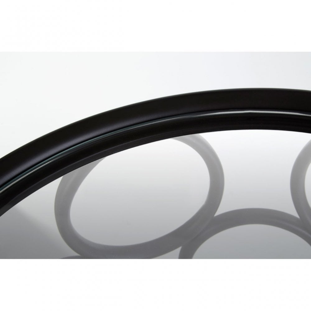 Antalya Round Side Table, Tempered Glass, Black