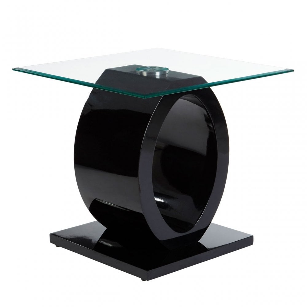 Halo Side Table, Glass, Black