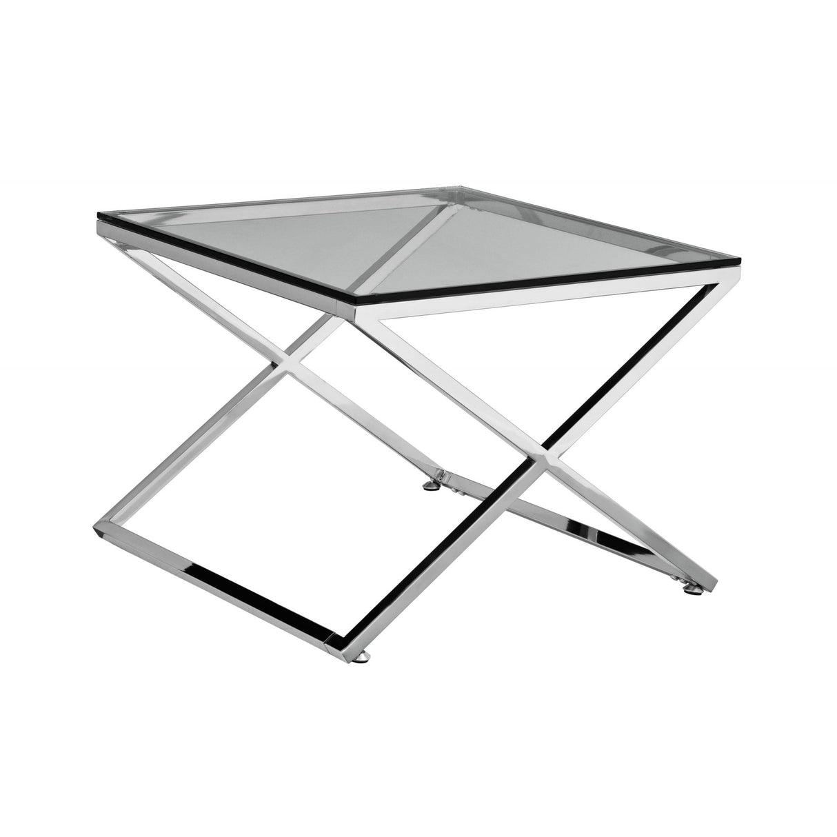 End Table, Glass, Stainless Steel, Clear