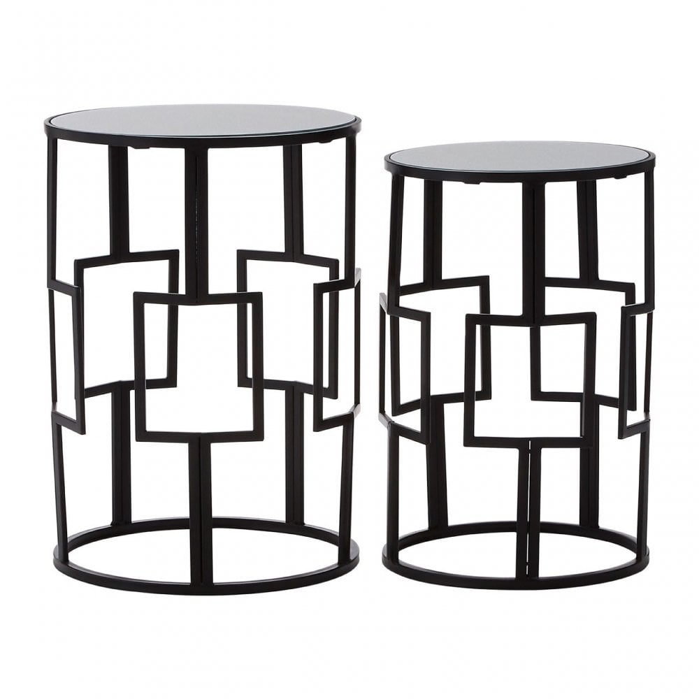 Anvil Mirror Top Tables, Iron, Mirrored Glass, Black