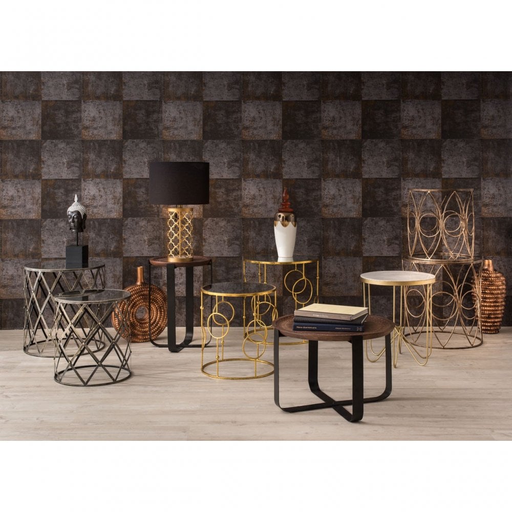 Anvil Tables, Mirrored Glass, Silver