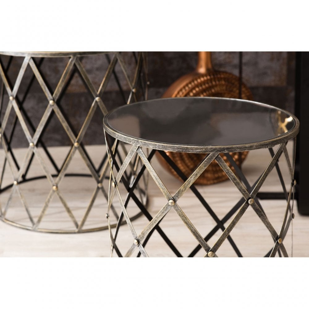 Anvil Tables, Mirrored Glass, Silver