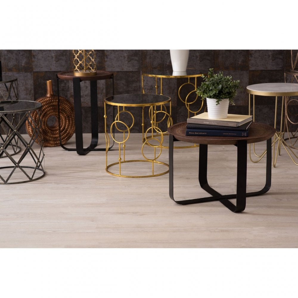 Anvil Tables, Mirrored Glass, Gold