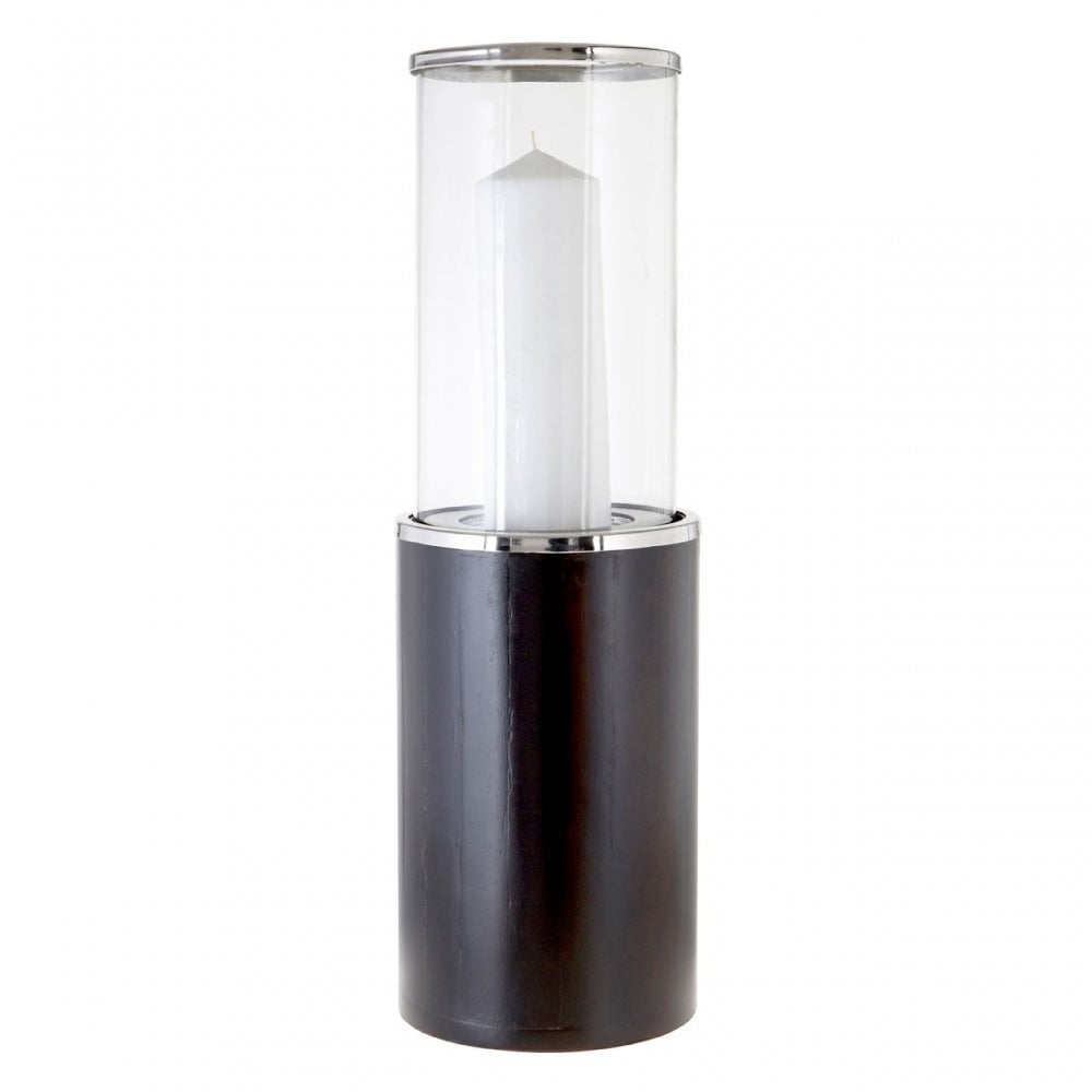 Townhouse Hurricane Candle Holder, Glass, Stainless Steel, Wood