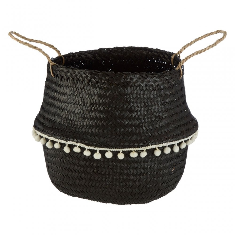 Medium Black Seagrass Basket, Seagrass, Black