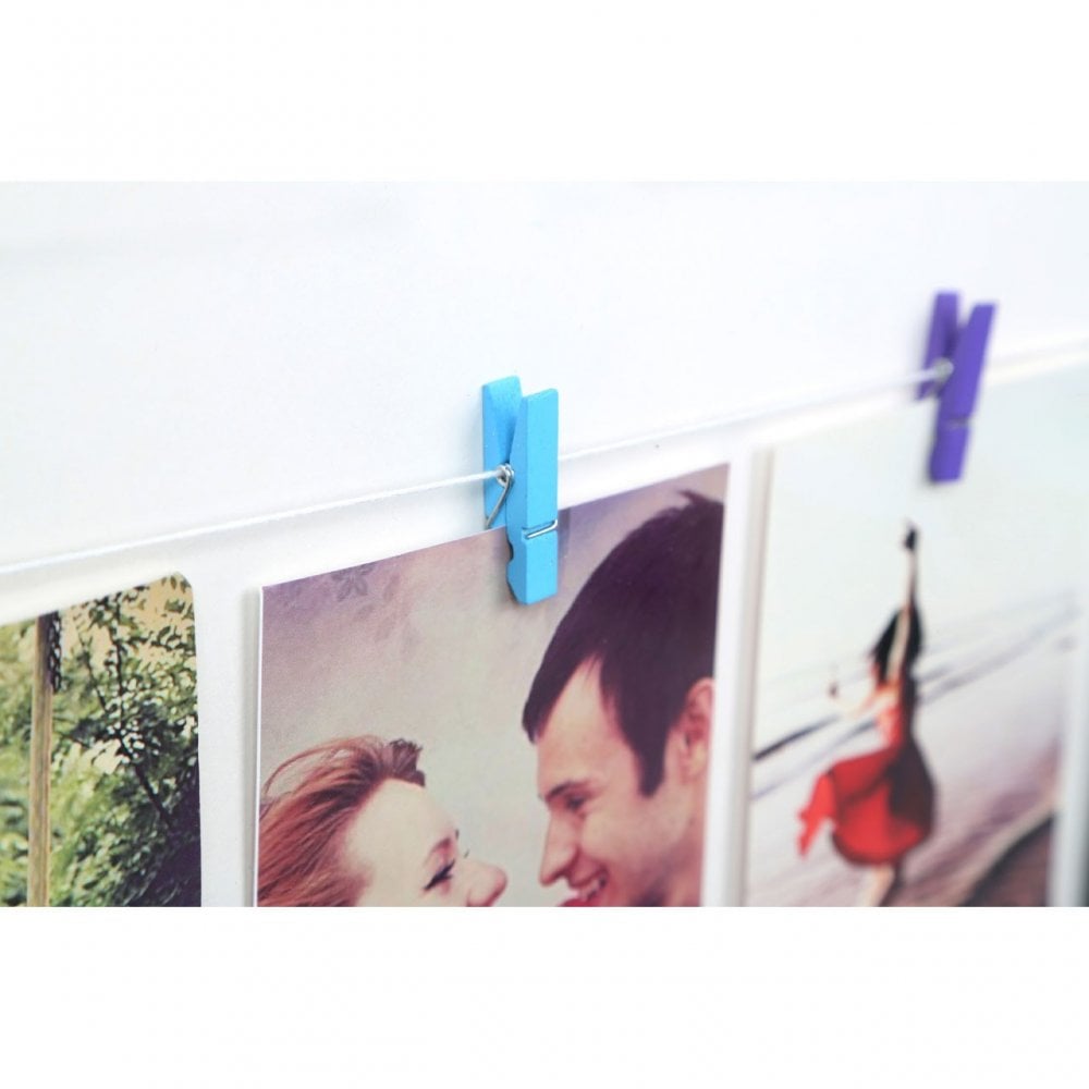 Washing Line Photo Frame, Glass, White