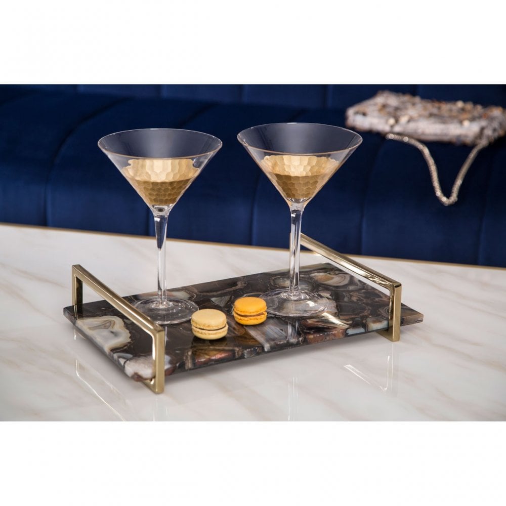 Bowerbird Black Agate Small Tray, Steel