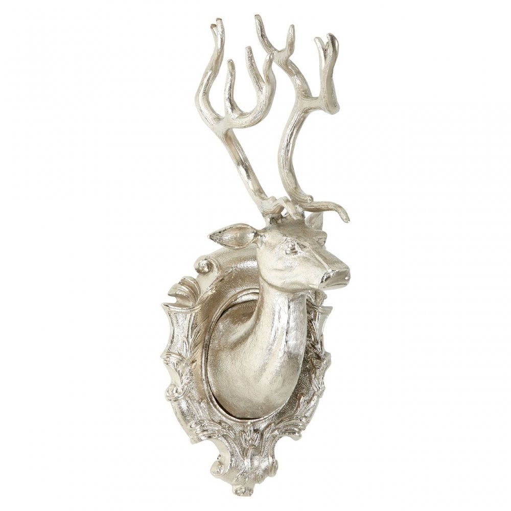 Wall Mounted Stag, Aluminium, Nickel, Silver