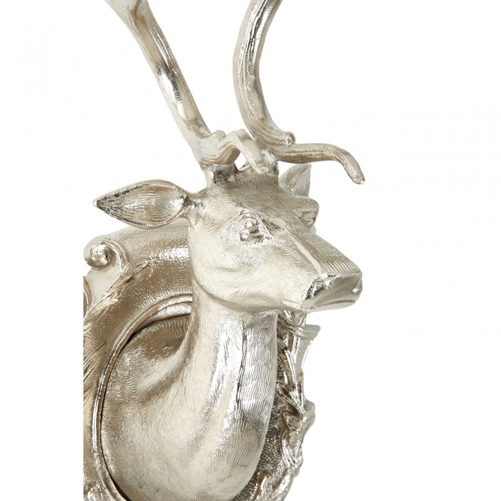 Wall Mounted Stag, Aluminium, Nickel, Silver