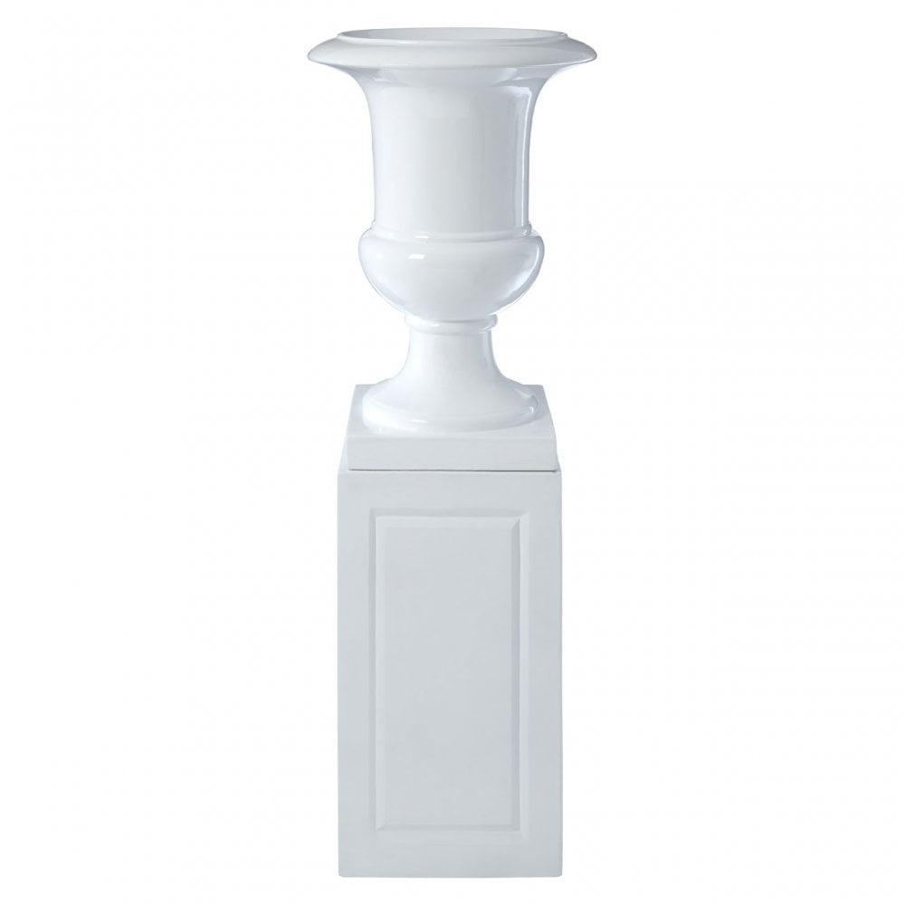 Josten White Planter with Pillar, Fibreglass, White