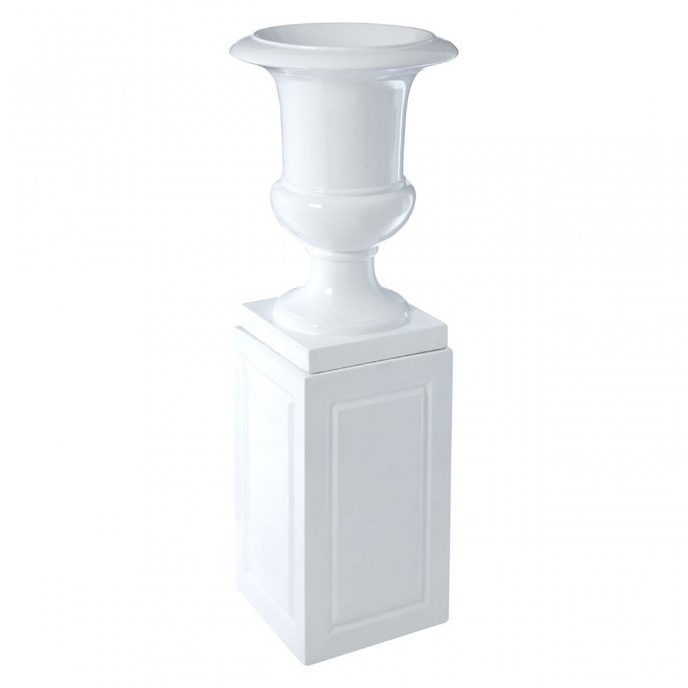 Josten White Planter with Pillar, Fibreglass, White