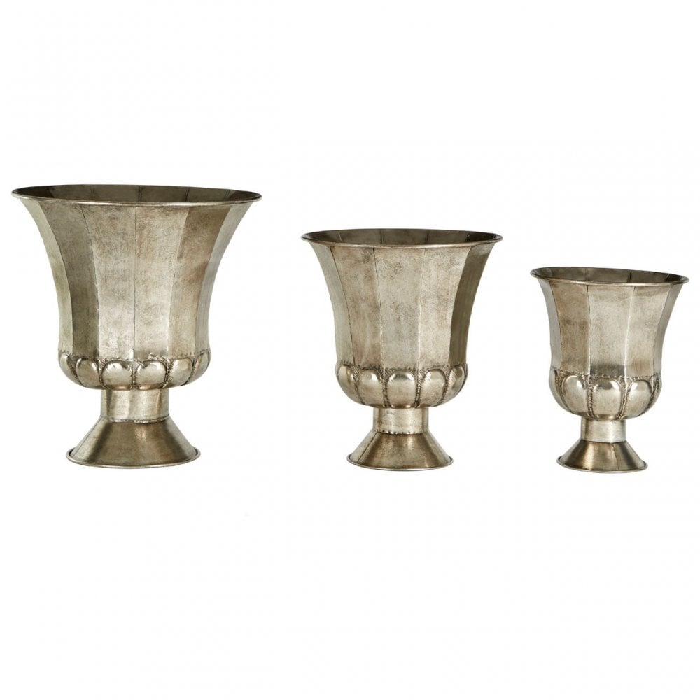 Reza Oversized Planters, Iron, Silver