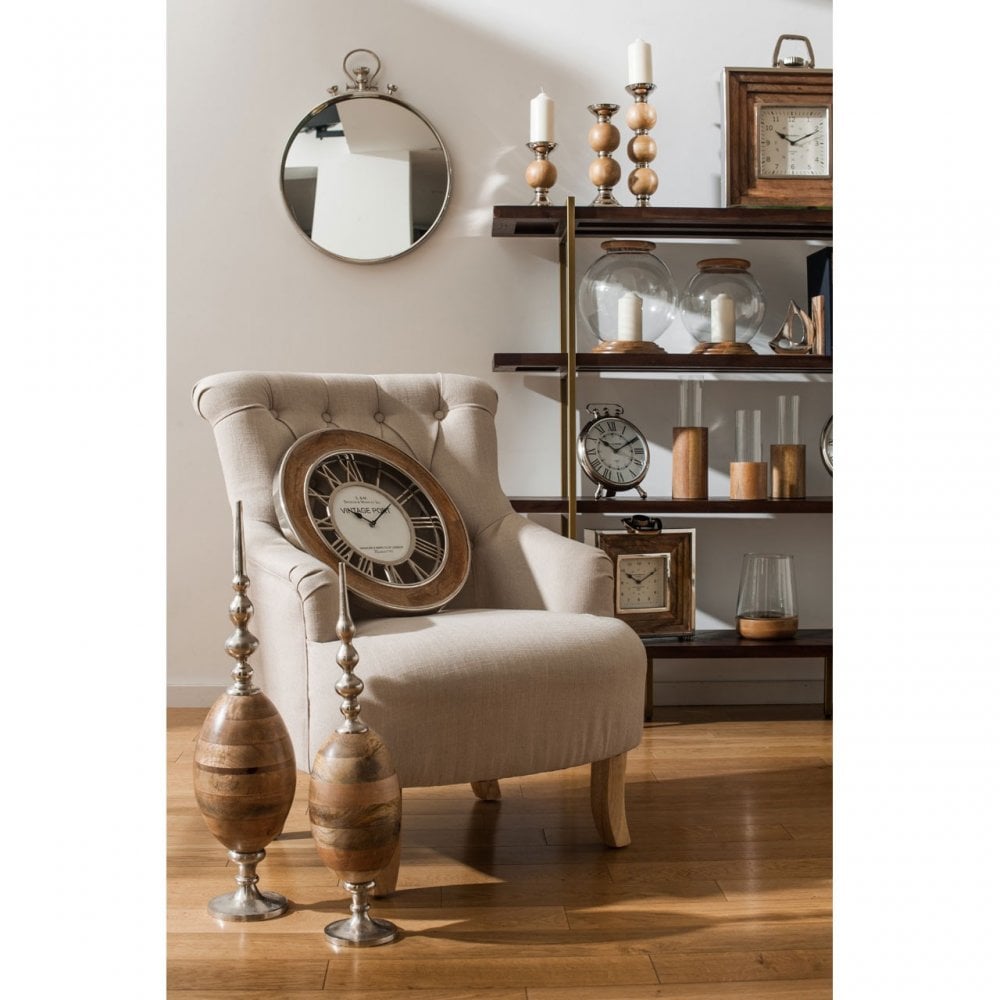 Hampstead Obelisk Ornament, Aluminium, Mango Wood, Brown