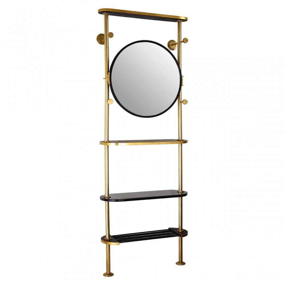 Hawkes Coat Stand, Aluminium, Marble, Mirrored Glass, Brass