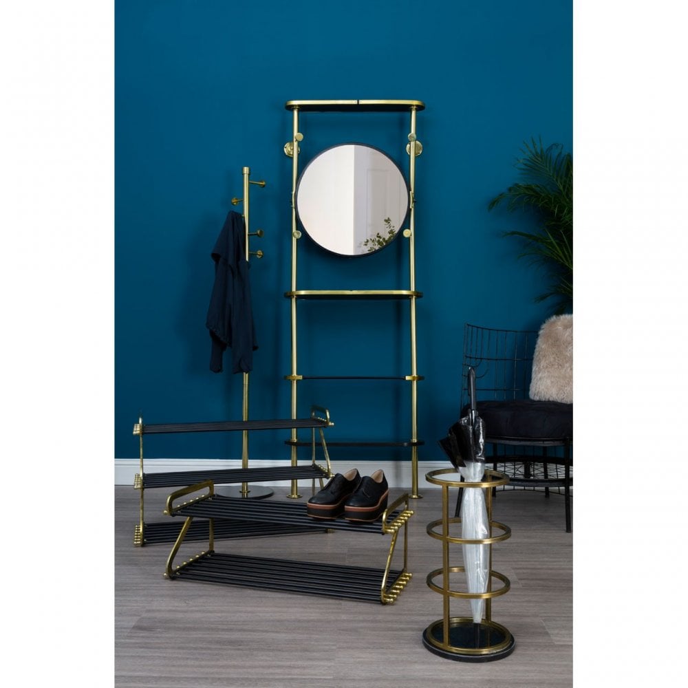 Hawkes Coat Stand, Aluminium, Marble, Mirrored Glass, Brass