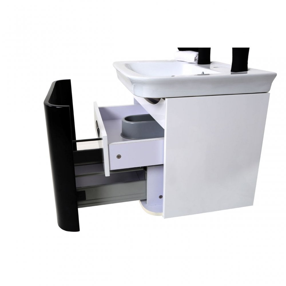 Glare Under Basin Cabinet Set, Ceramic, High Gloss, Black