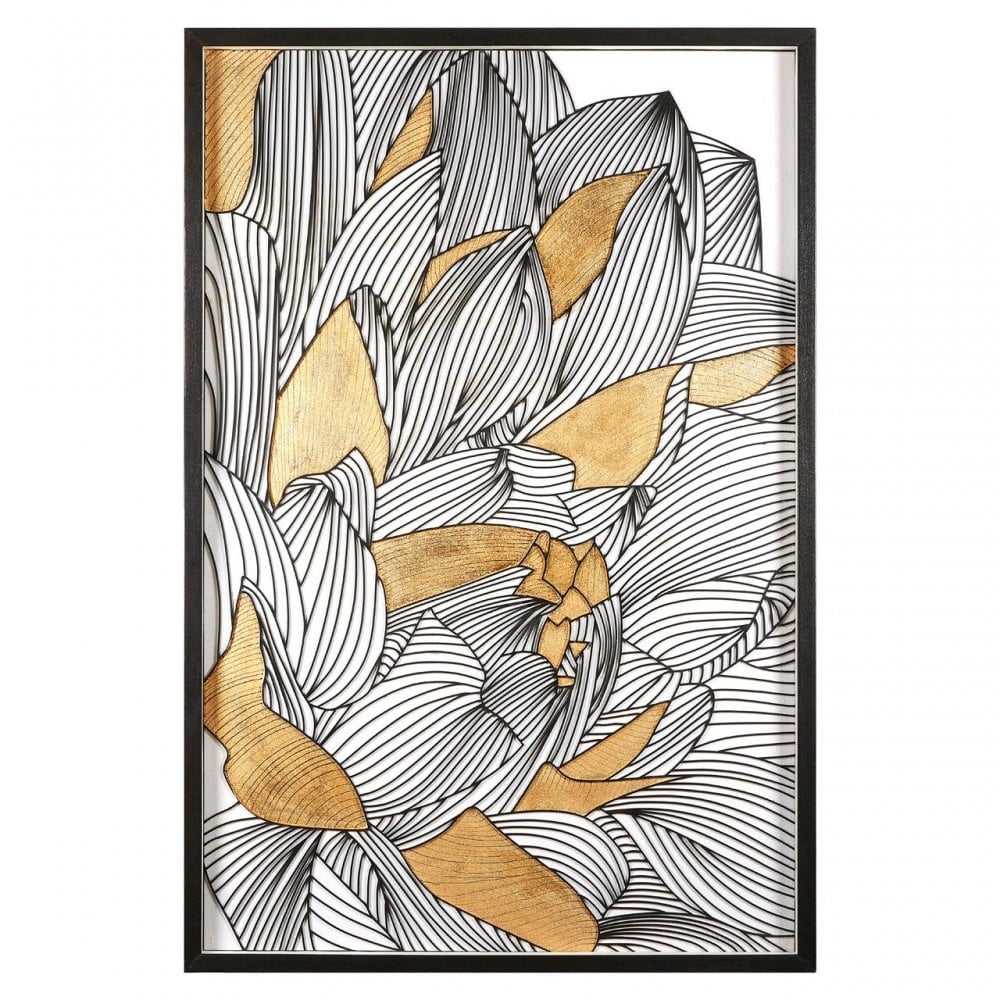 Modello Framed Botanical Wall Art, Glass, Pine Wood, Gold