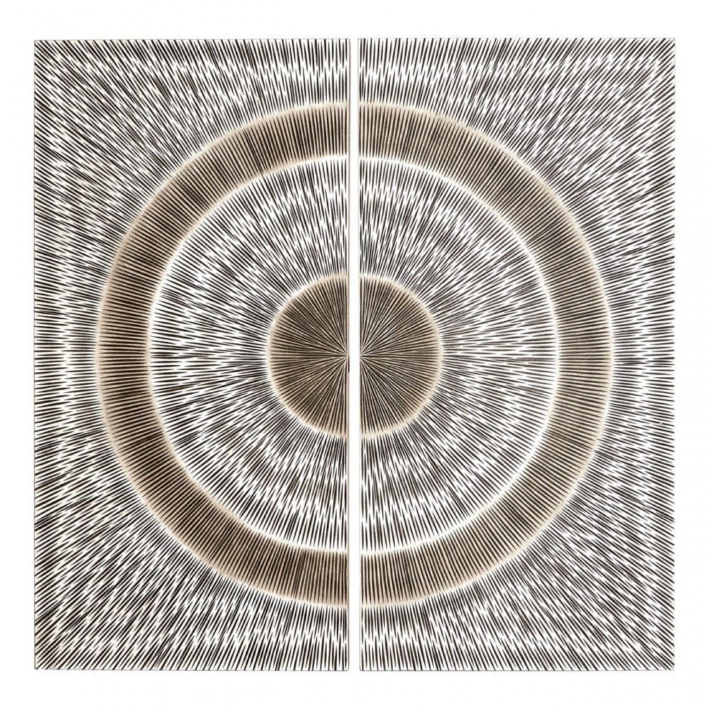 Modello Wood Carving Silver Finish Wall Art, Pine Wood, Silver