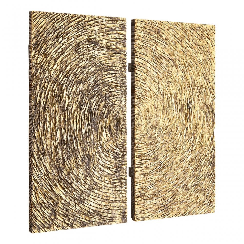 Modello Wood Carving Gold Finish Wall Art, Pine Wood, Gold
