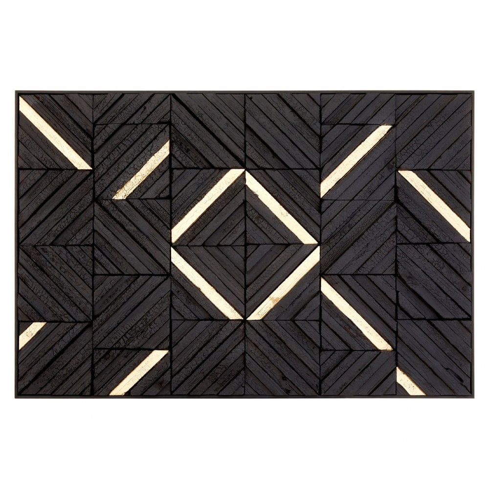 Modello Gold / Black Wood Panel Wall Art, Pine Wood, Black