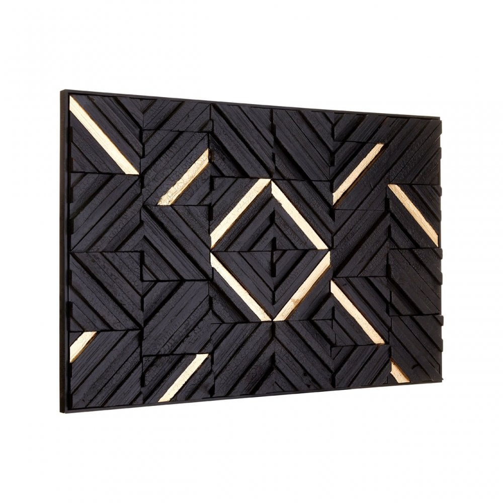 Modello Gold / Black Wood Panel Wall Art, Pine Wood, Black