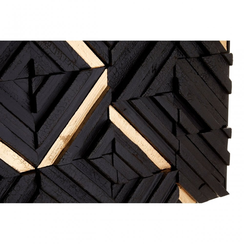 Modello Gold / Black Wood Panel Wall Art, Pine Wood, Black