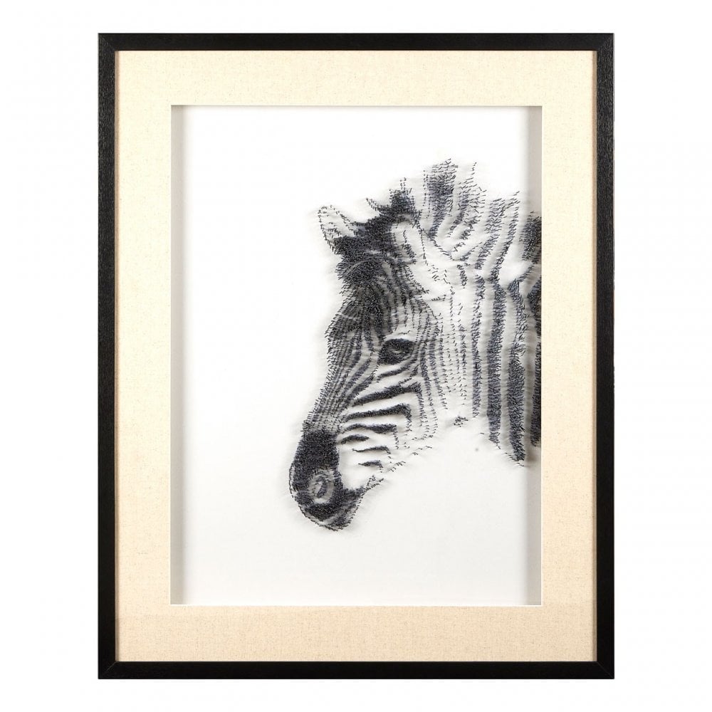 Modello Zebra Sculpture Wall Art, Pine Wood, White