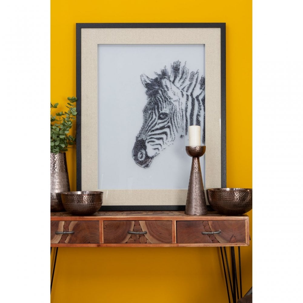 Modello Zebra Sculpture Wall Art, Pine Wood, White