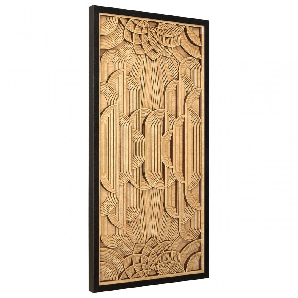 Modello Deco Wood Carving Wall Art, Glass, Pine Wood, Brown