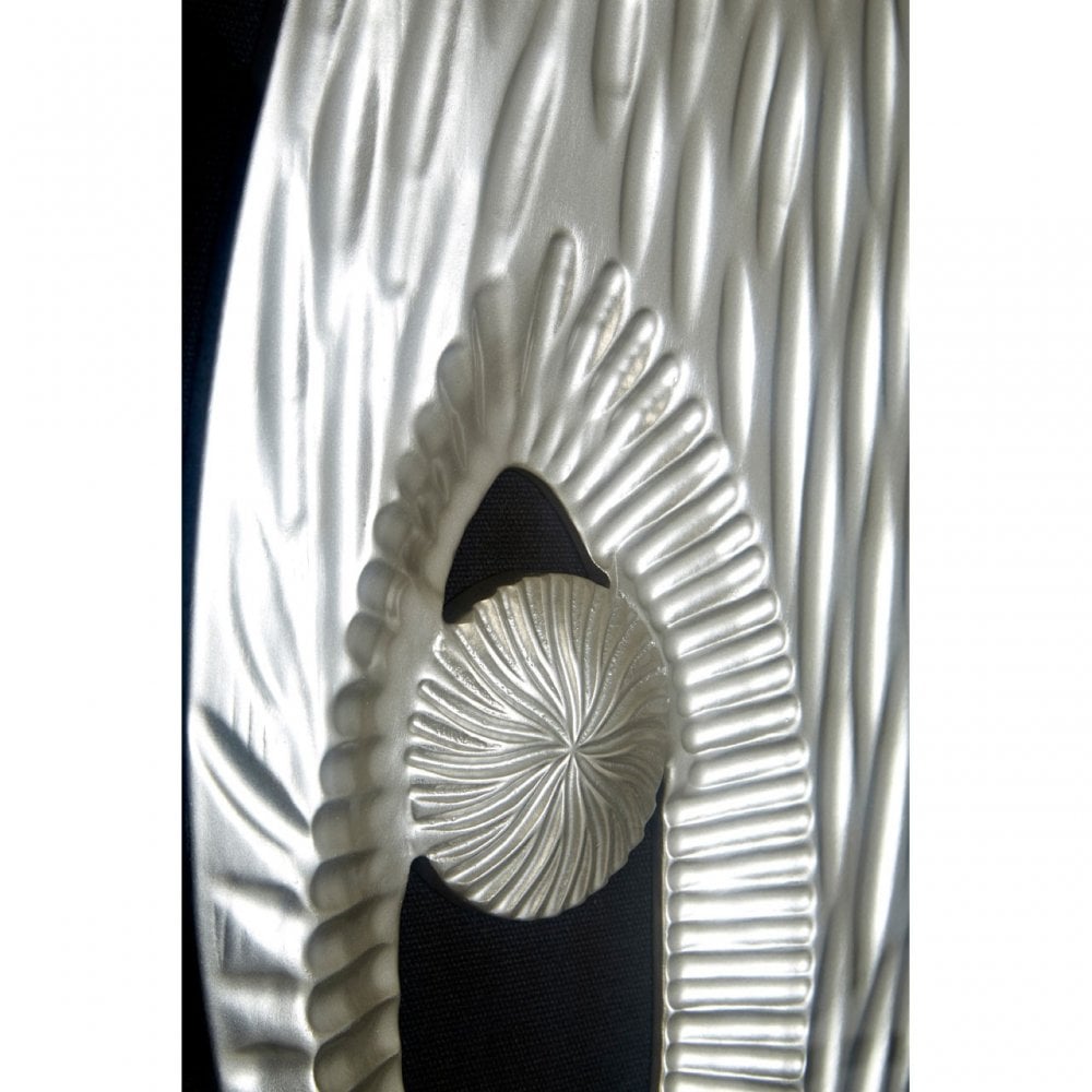 Framed Oval Side Hole Wall Art, Wood, Silver