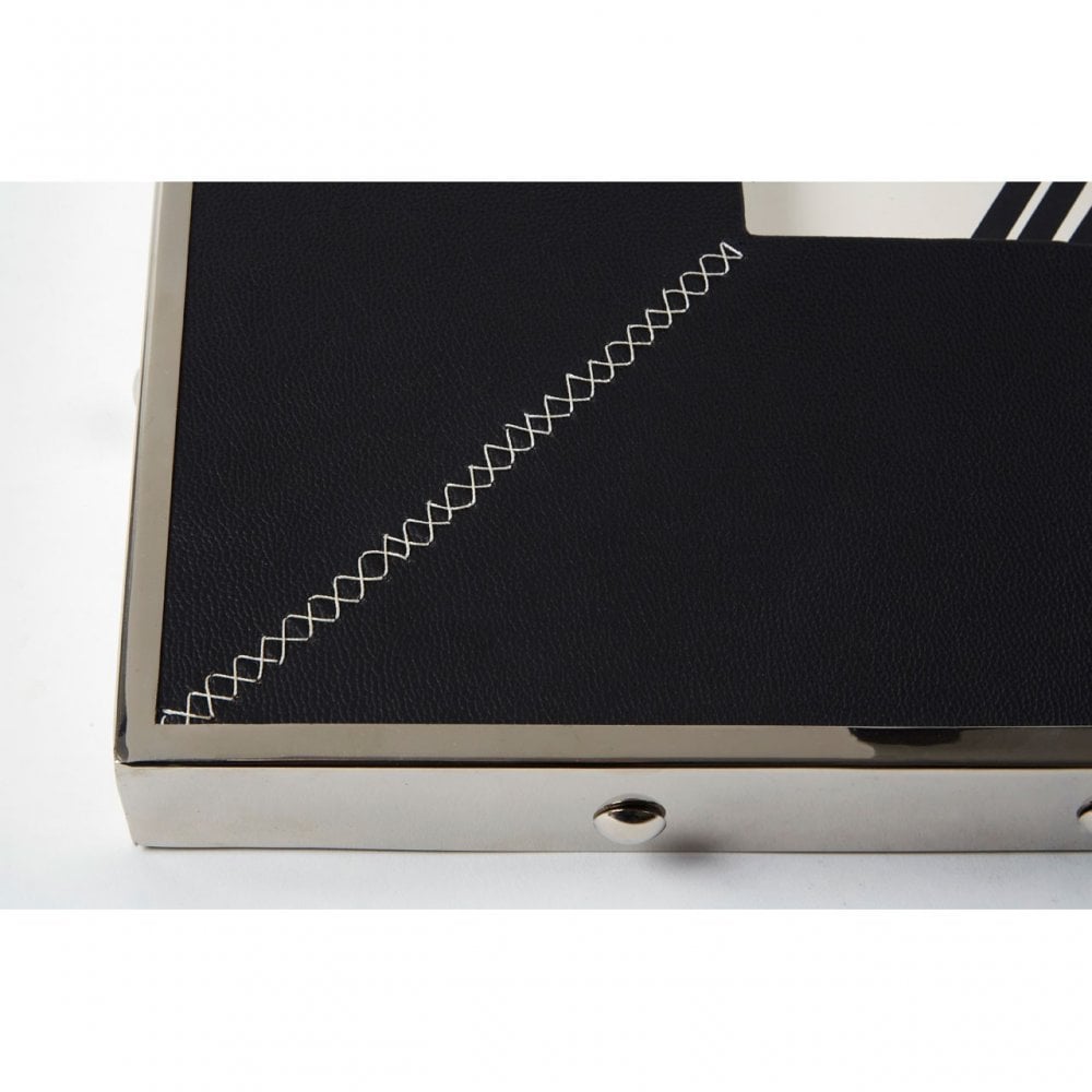 Tuskin Wall Clock, Glass, Leather, Stainless Steel, Black