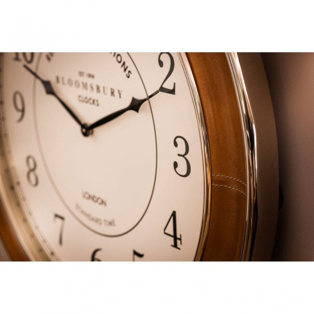 Oxlane Oxlane Churchill Wall Clock, Genuine Leather, Steel, Brown