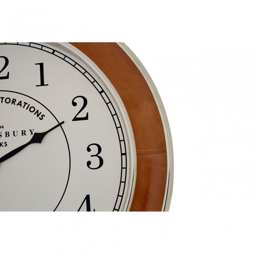 Oxlane Oxlane Churchill Wall Clock, Genuine Leather, Steel, Brown