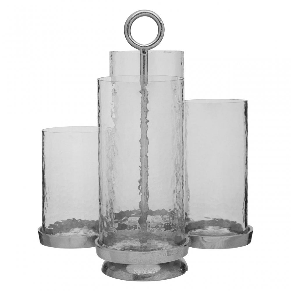 Verve Multi Candle Holder, Aluminium, Glass, Silver