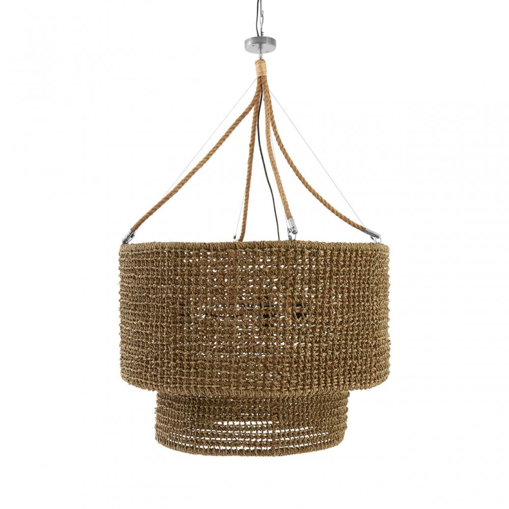 Festuel Seagrass Ceiling Light, Iron, Seagrass, Brown