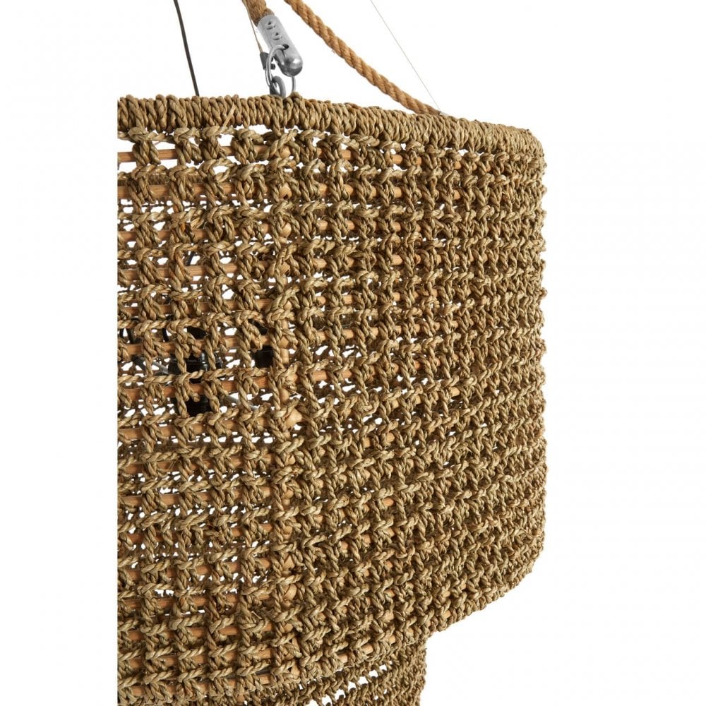 Festuel Seagrass Ceiling Light, Iron, Seagrass, Brown