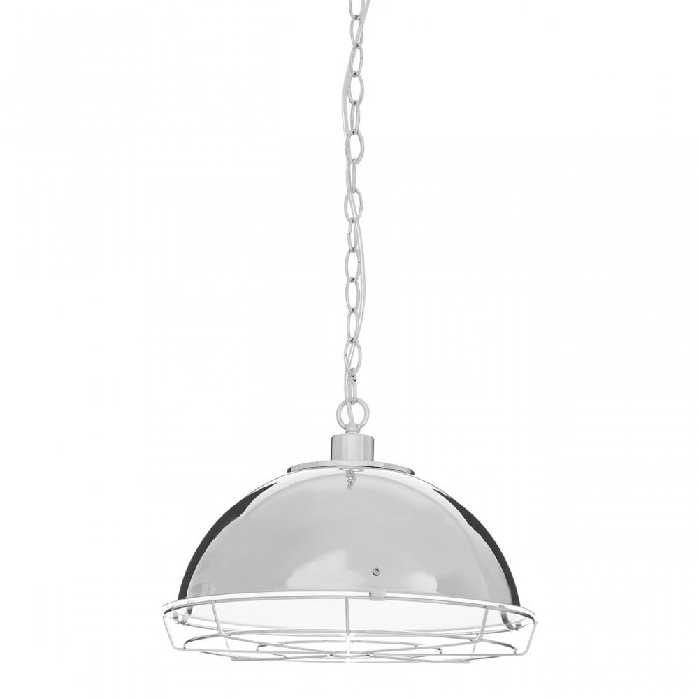 Ranch Foundry Style Chrome Pendant Light, Chrome, Iron, Silver