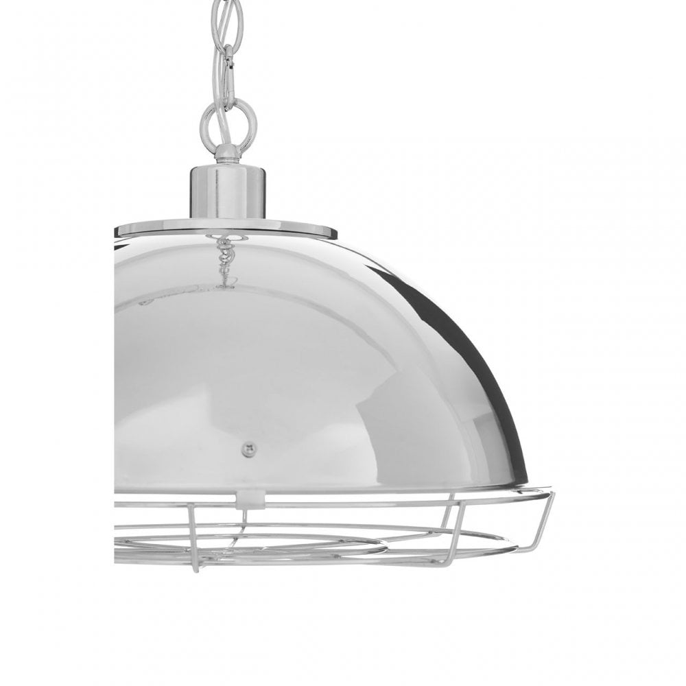 Ranch Foundry Style Chrome Pendant Light, Chrome, Iron, Silver