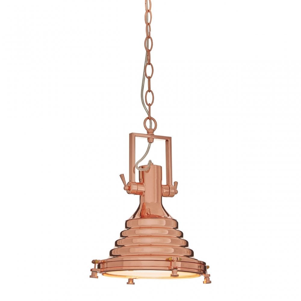 Luthor Small Copper Pendant Light, Glass, Iron, Copper