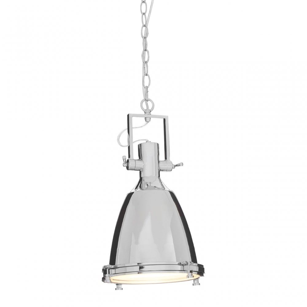 Luthor Small Chrome Plain Pendant Light, Chrome, Glass, Iron, Silver
