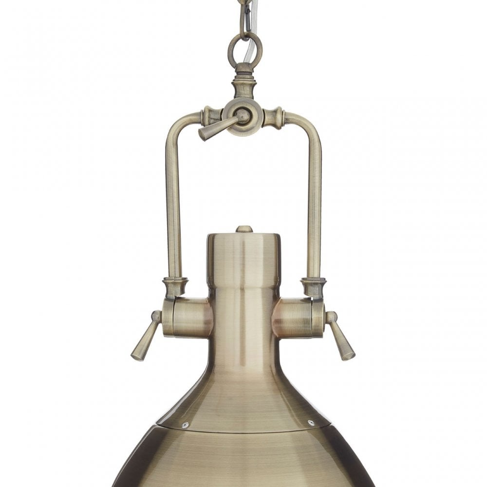 Luthor Large Antique Brass Pendant Light, Glass, Iron, Brass