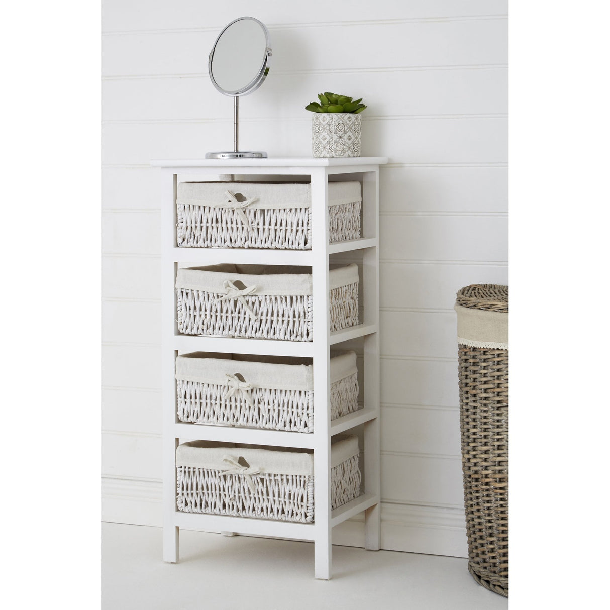 White Storage Unit, Paulownia Wood, Maize, White
