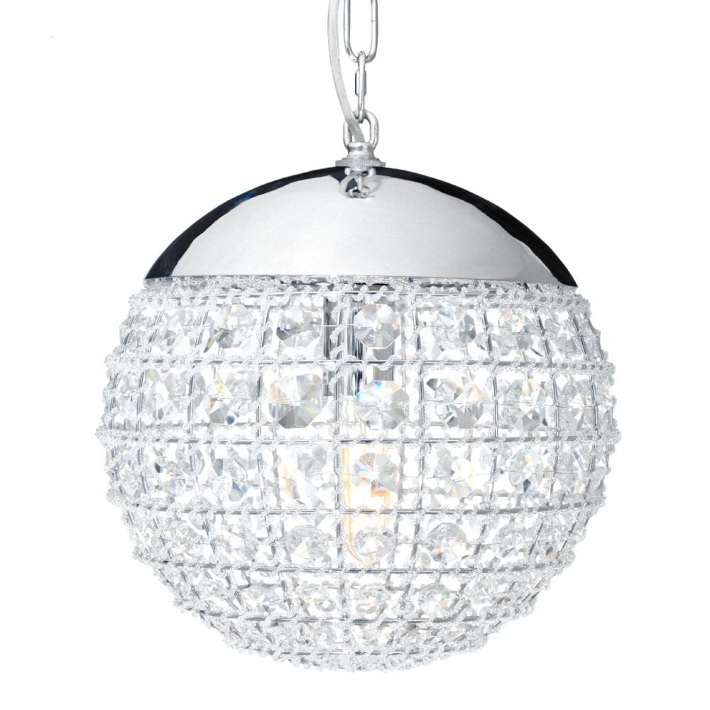 Tuskin Pendant Light, Iron, K9 Crystal, Silver