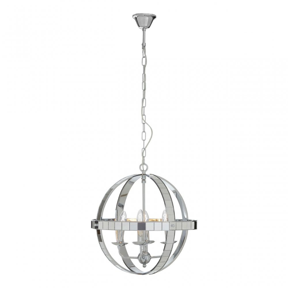 Tuskin Pendant Light, Glass, Iron, Silver