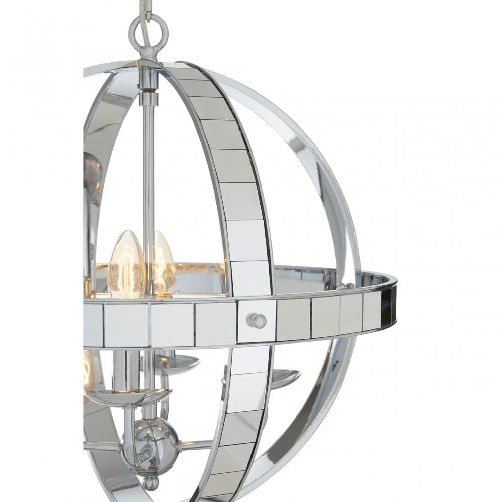 Tuskin Pendant Light, Glass, Iron, Silver