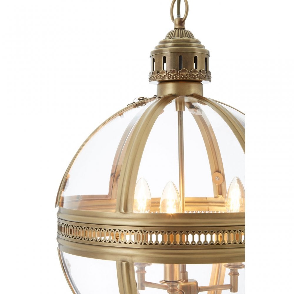Townhouse Pendant Light, Glass, Iron, Brass