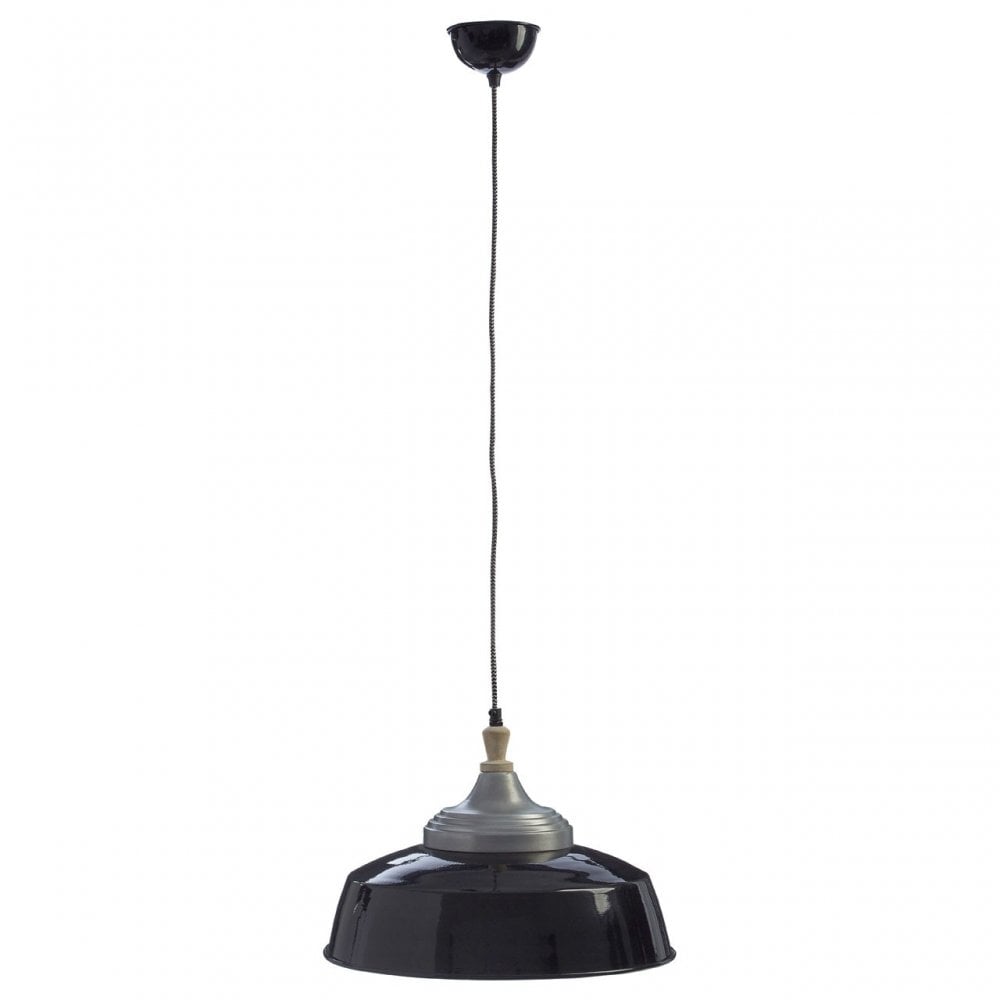 Oslo Large Pendant Light, Iron, Wood, Black
