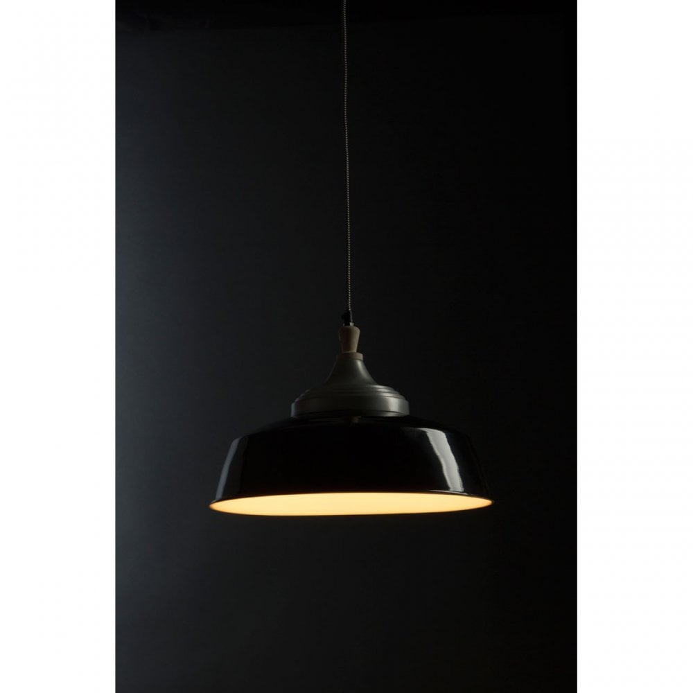 Oslo Large Pendant Light, Iron, Wood, Black