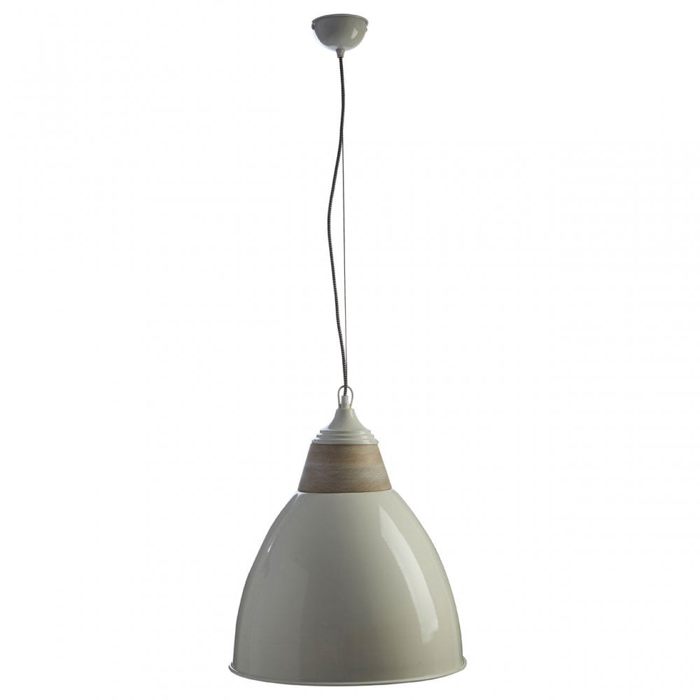Oslo Large Pendant Light, Iron, Wood, White