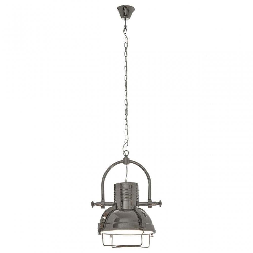 Sprocket Pendant Light, Metal, Silver